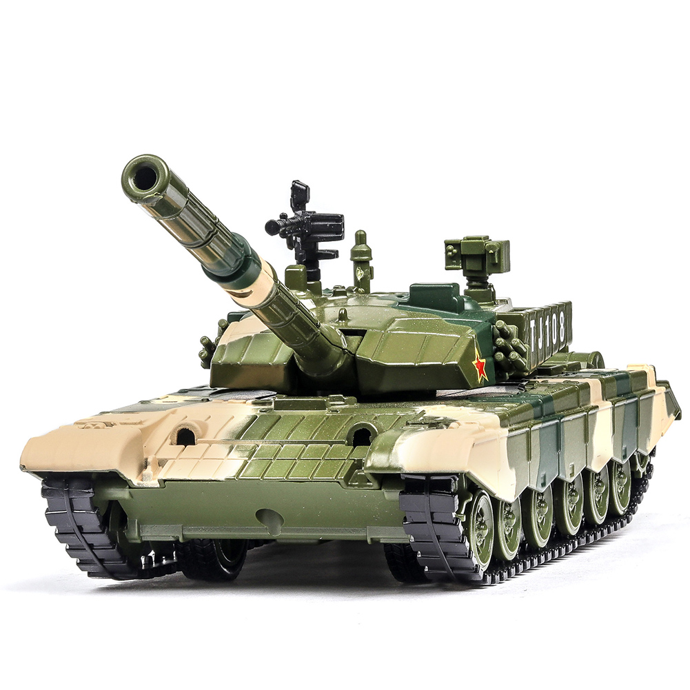 1:32 Simulation Camouflage Tank Model Light Effect Alloy Pull Back Toy Car Collection Camouflage green