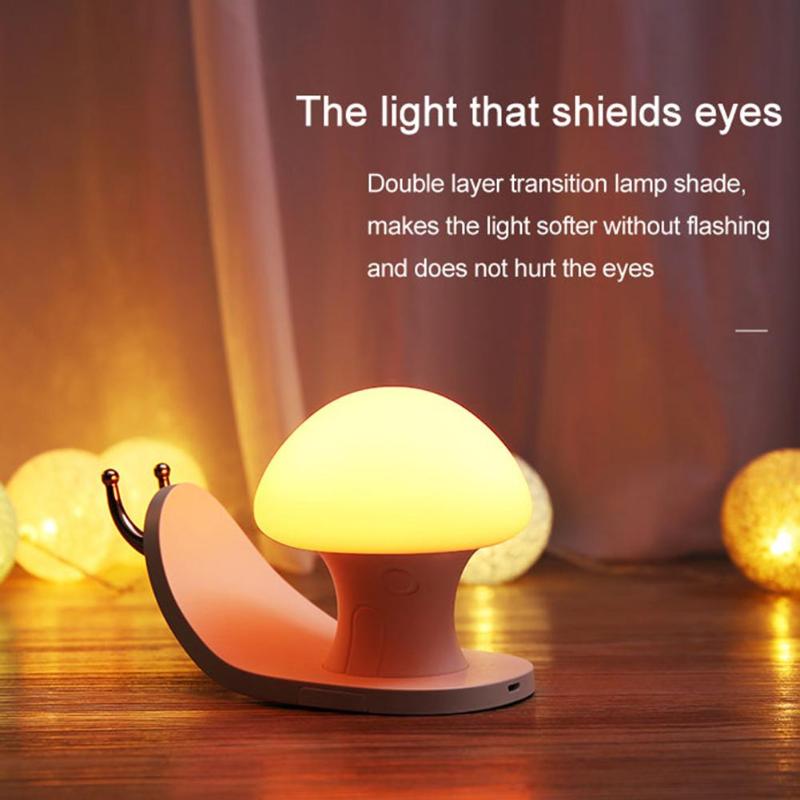 Lovely Cute Snail LED Lamp Wireless Touch Sensor Silicone Children Kids Baby Bedside Decoration Christmas Night Light white