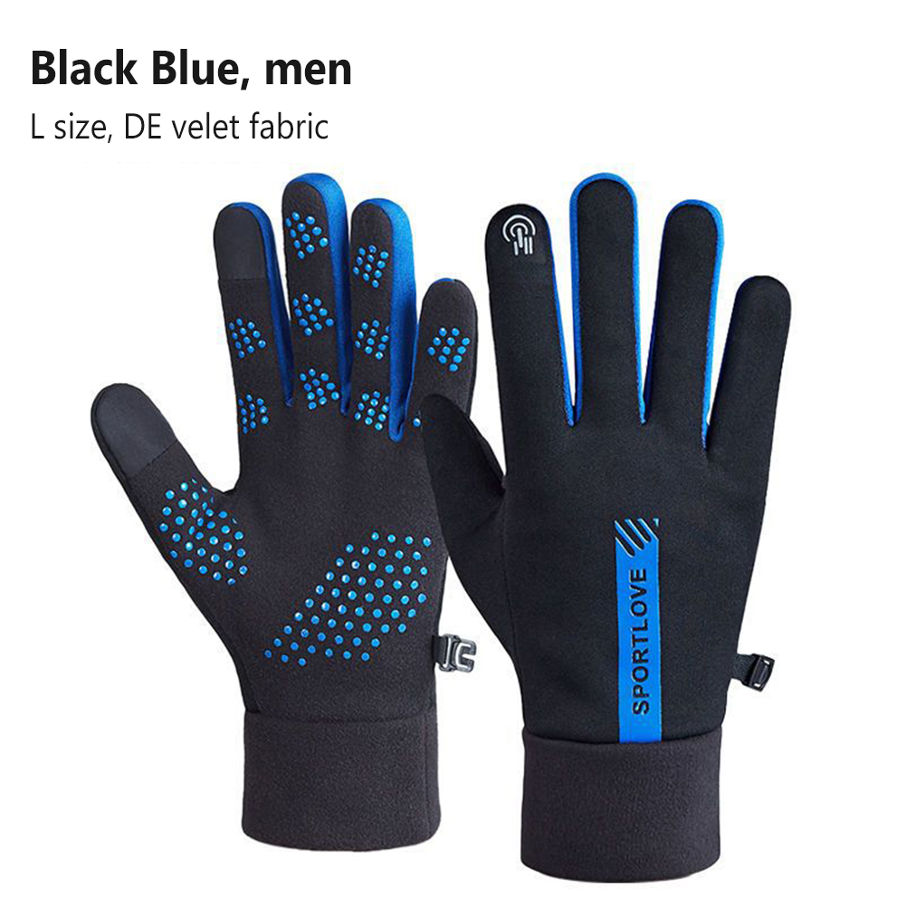 1 Pair Men Full Finger Mittens Thickened Windproof Cold-proof Touch Screen