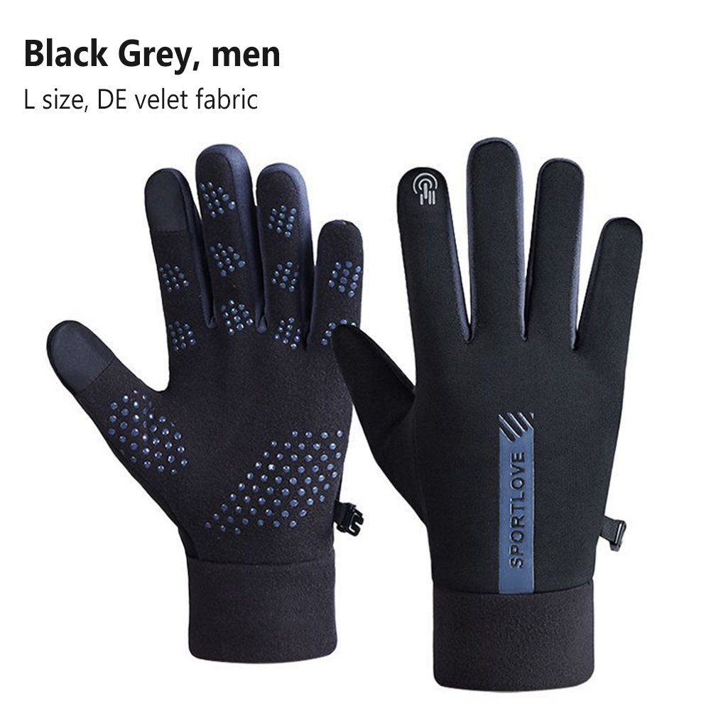 1 Pair Men Full Finger Mittens Thickened Windproof Cold-proof Touch Screen