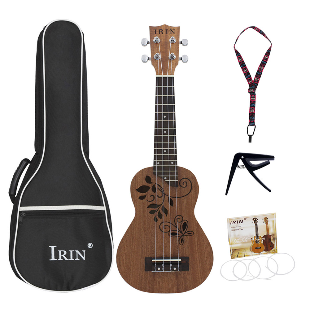 21inch Sapele Ukulele Hollow Carved Butterfly Leaves Rosewood Fingerboard Bridge Pad Small Guitar Musical Instrument 21inch