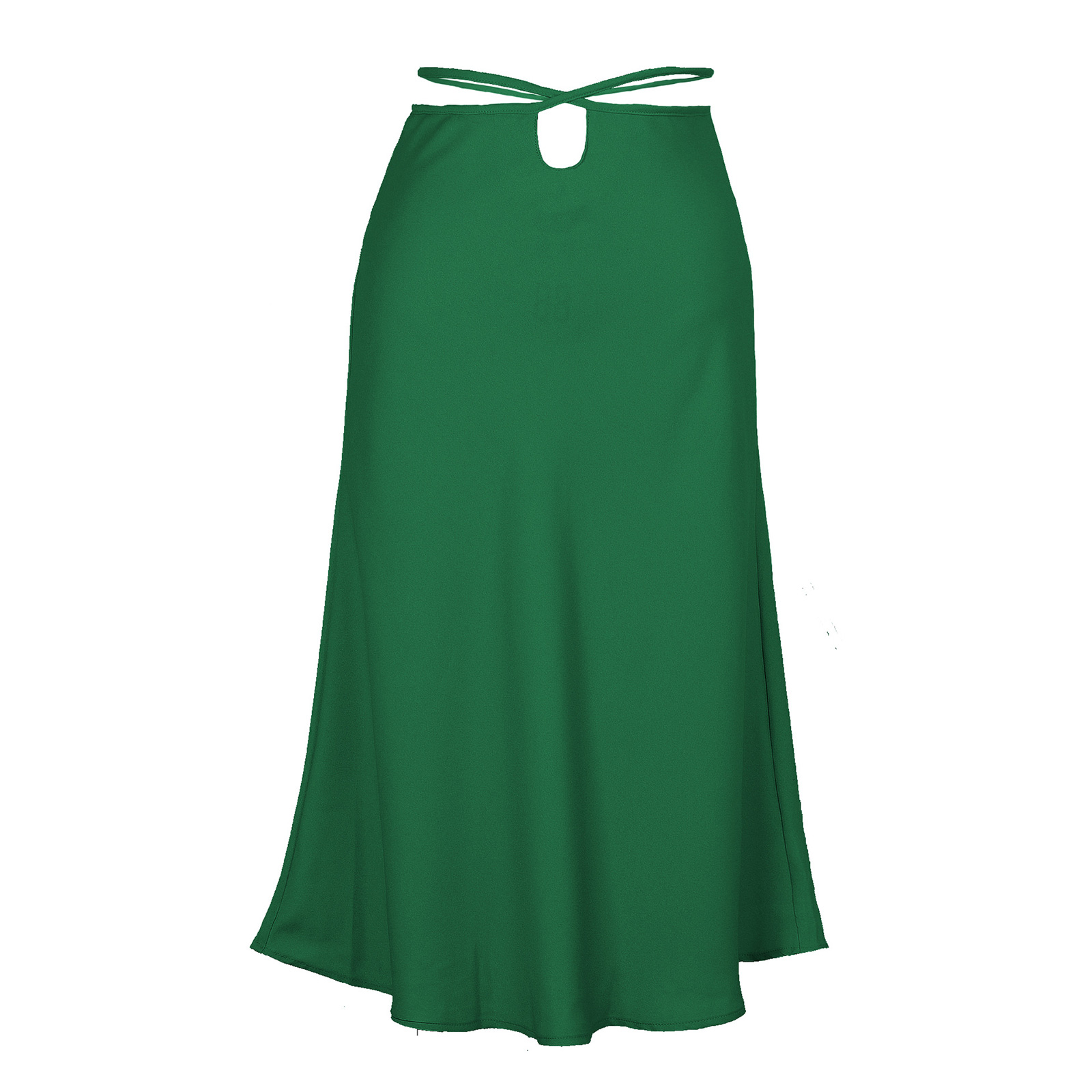 Women Maxi Skirt Wrap Pencil Zipper Long Skirts Slim Fit Solid Color Lace-up Bodycon A-line Skirt green L