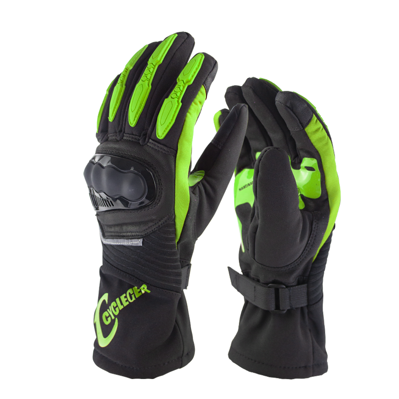 Winter Motorcycle Waterproof Gloves Warm Riding Gloves Full Finger Motocross Glove Long Gloves for Motorcycle green_M