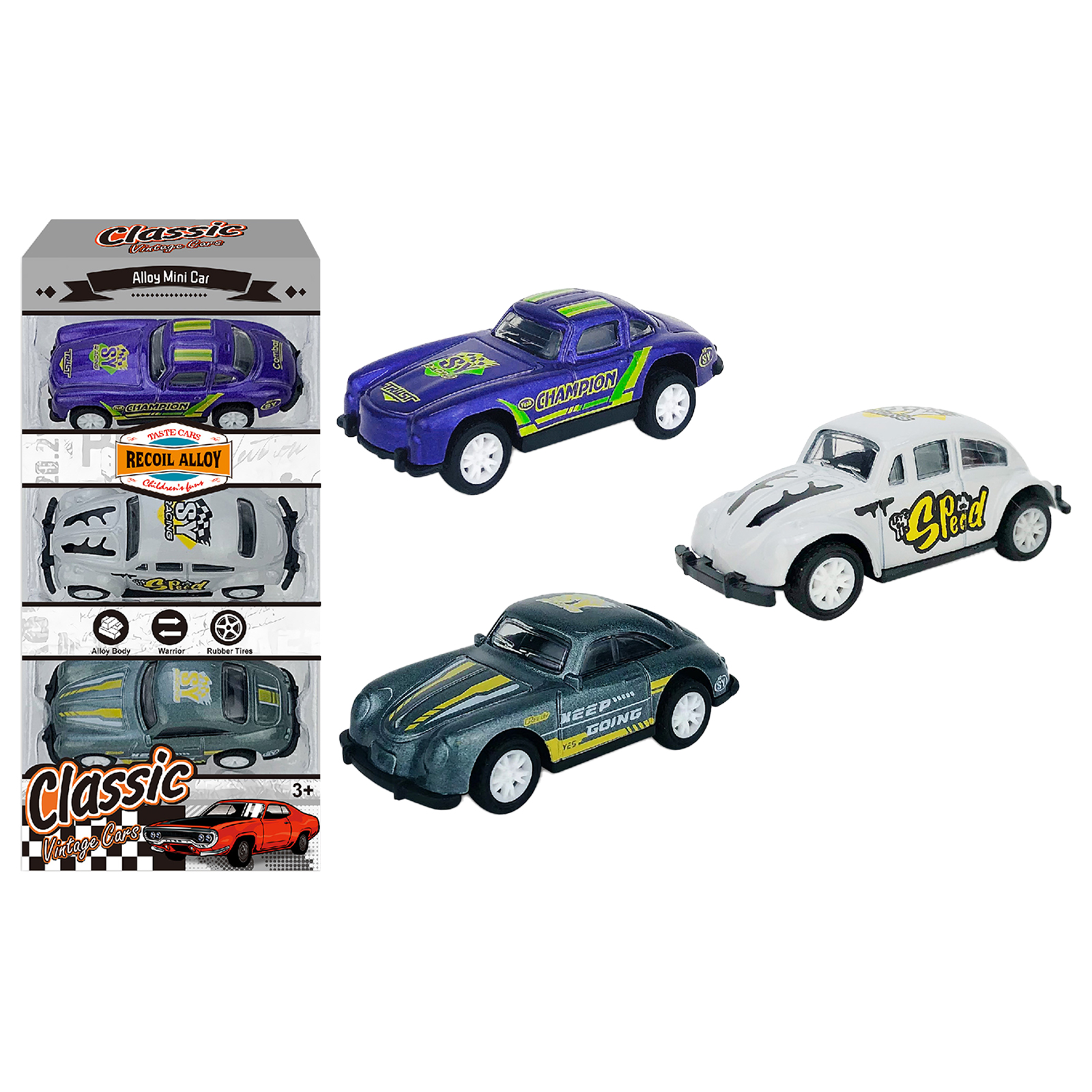1:64 Alloy Car Model Children Simulation Pull-back Racing Car Toys For Boys Birthday Gifts Collection 3pcs C