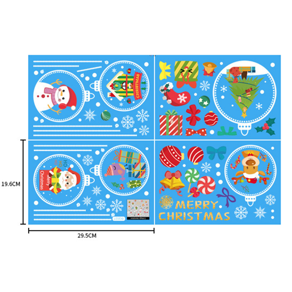 4pcs Christmas Decoration Stickers Santa Claus Snowman Elk Pvc Decals