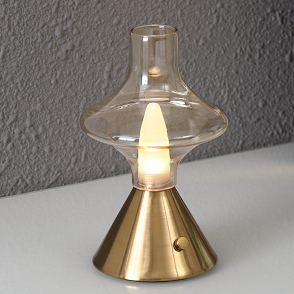 Retro Cordless Table Lamp Portable USB Charging Brightness Adjustable Bedside Night Light For Home Bedroom Bar Coffee Shop Restaurant copper