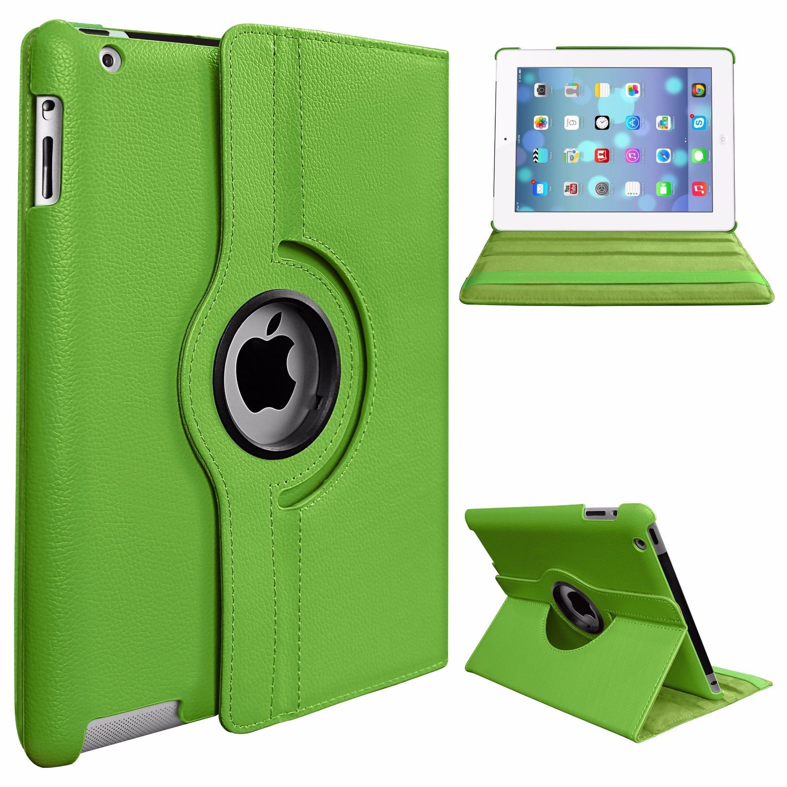 360 Degree Rotating Stand PU Leather Case Cover for Apple iPad2 iPad3 iPad4 Green