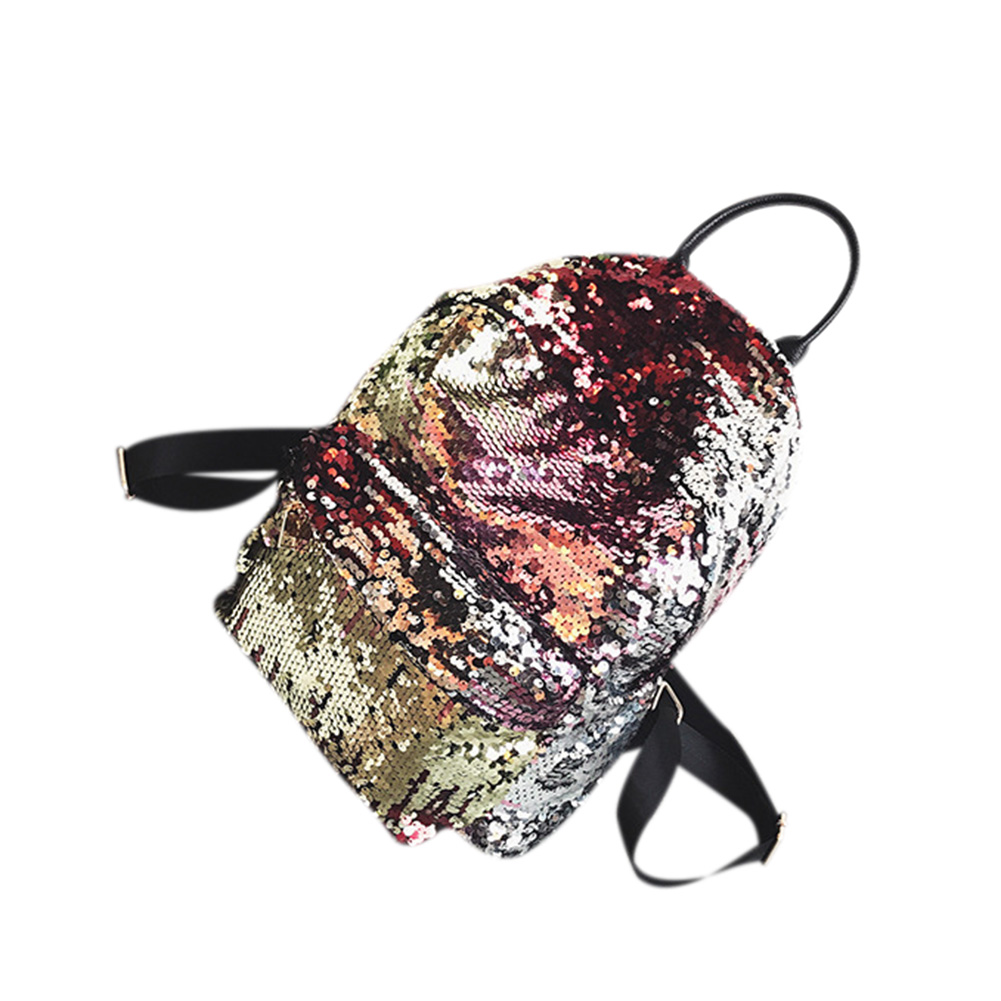 Wholesale Women Fashion Sequin Backpack Pure Color Casual Street