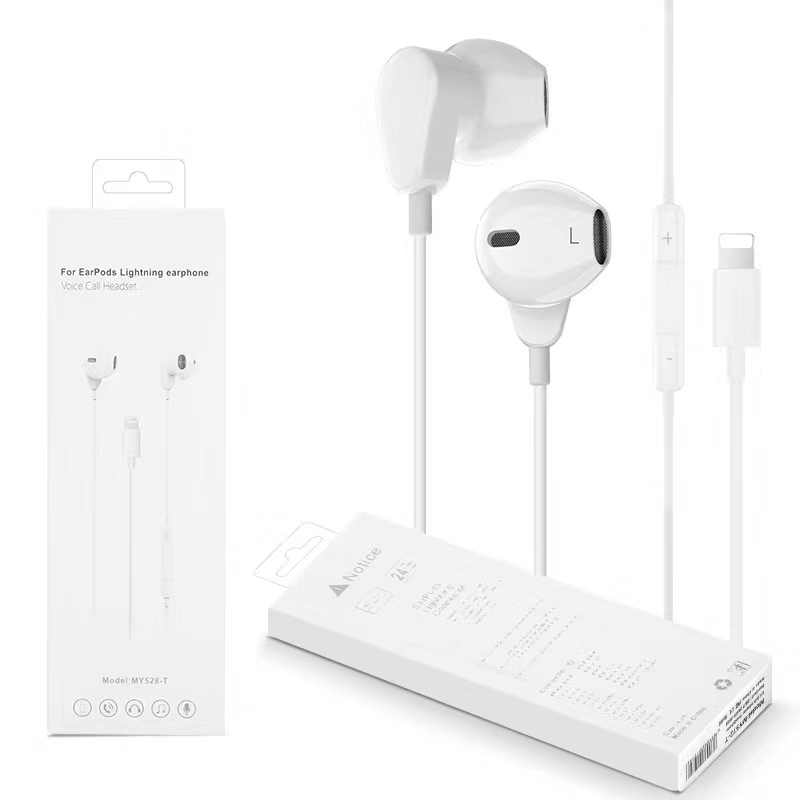 Bluetooth Gaming Headsets Wired Headphones with Mic Earphone for Apple Interface Connectors Wired Earpiece for iPhone 7/8/X/XS Max white