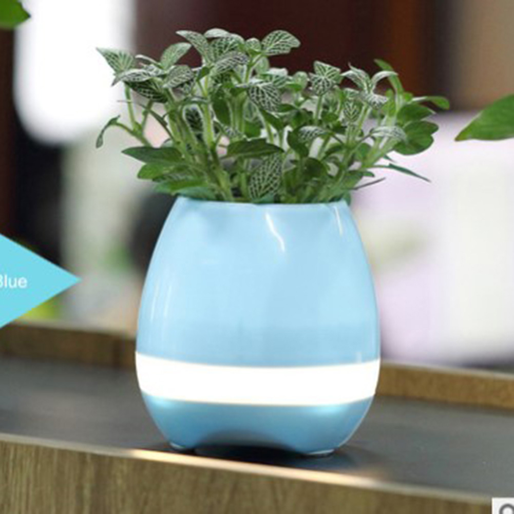 Smart Music Flower Pot Creative Can Play Music Outdoor Household Wireless BT Speaker blue