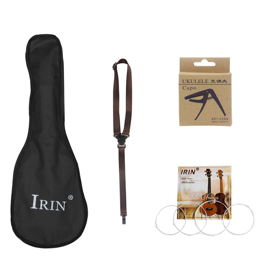 4pcs Ukulele Kit 21/23/26inch Single-layer Waterproof Bag+U100 String+Strap+Capo Delicate Ukelele Set Musical Instrument Accessories black_21inch