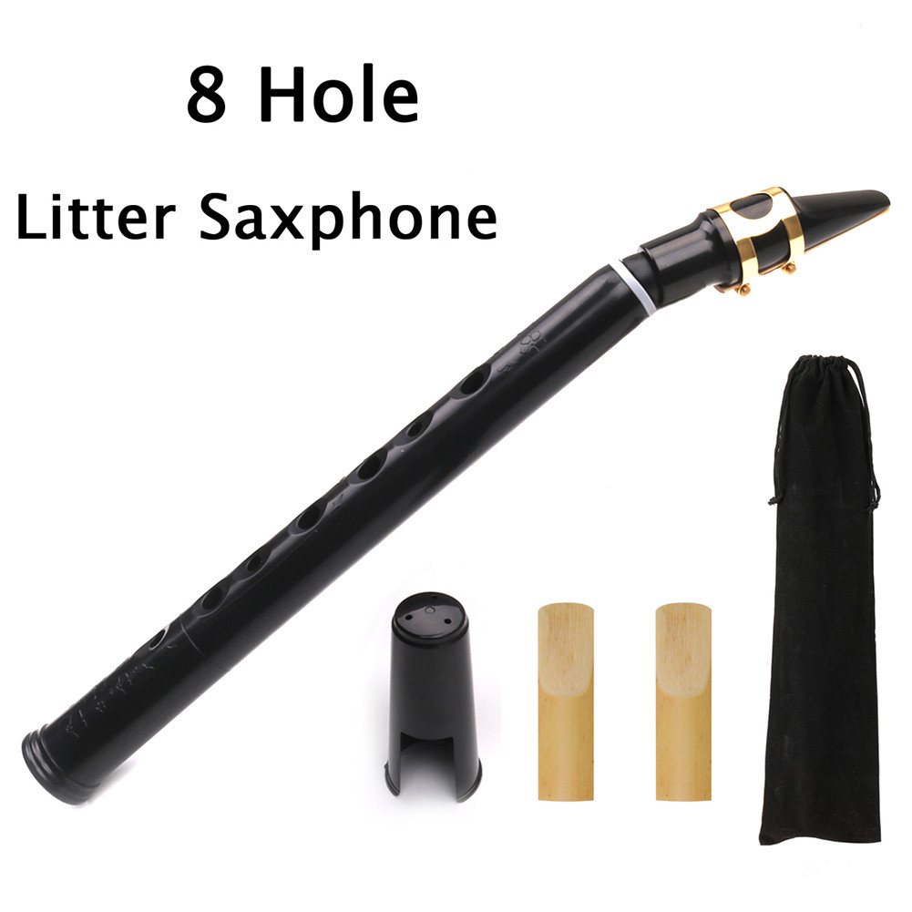 8-Hole Mini Saxophone Pocket Sax Portable Design With Carry Bag Woodwind Instrument for Amateurs and Professional Performers black_With metal clip
