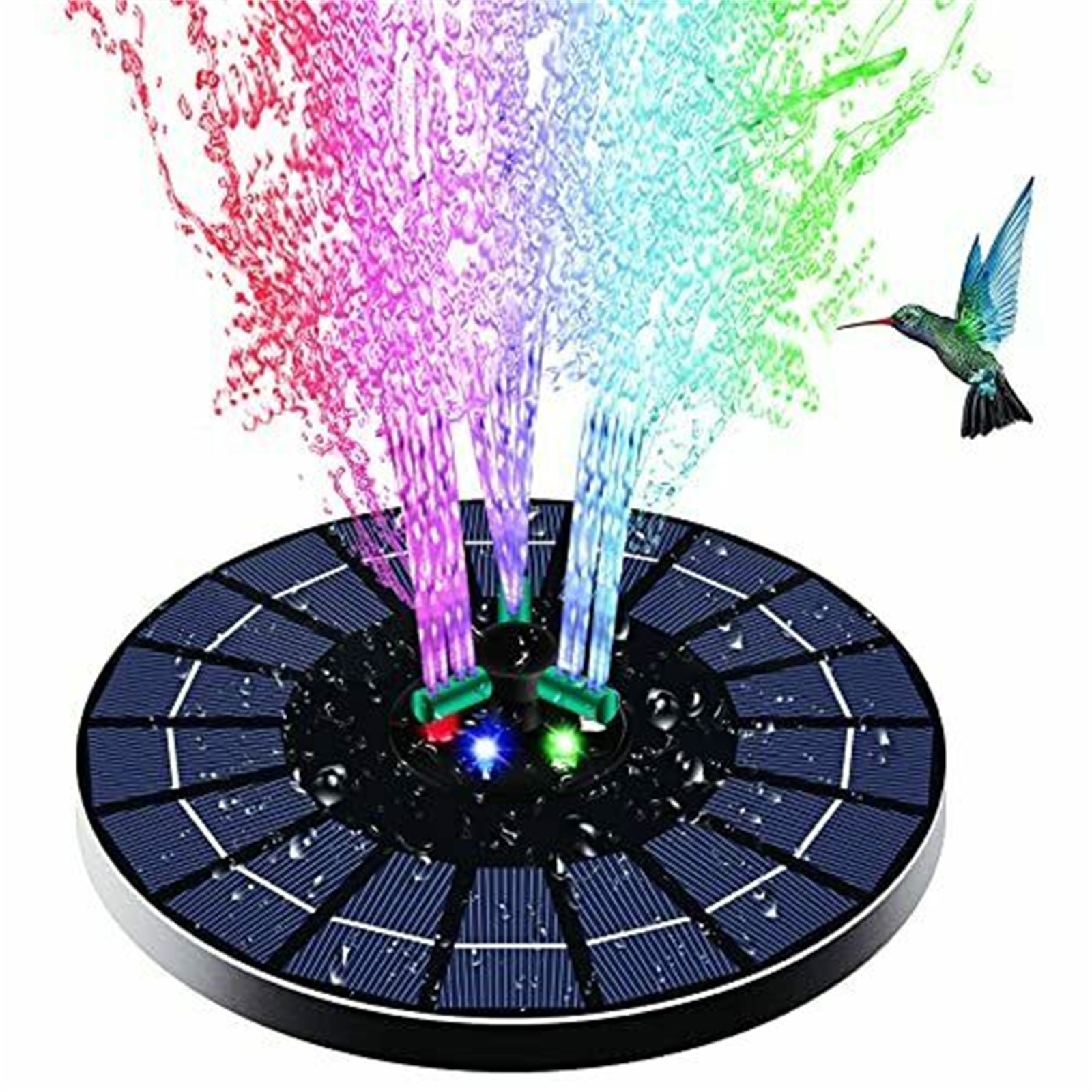 Colorful Led Solar Fountain with Rotating Nozzle High Power Water Pump