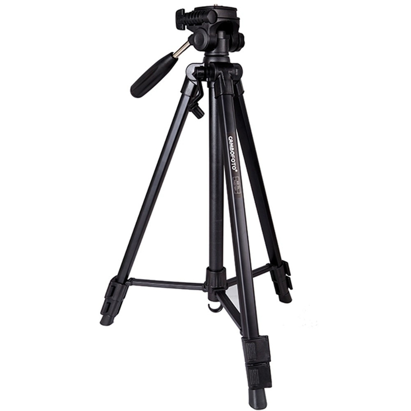 SAB233 Tabletop Aluminum Tripod with Rocker Arm,3-Way Pan/Tilt Head, Quick Release Plate for Cameras / FPV Monitors -Black