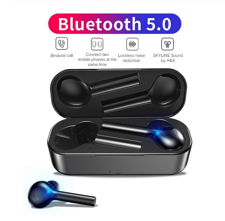 TW08 Wireless Bluetooth Headset  for Huawei 5.0 Sports with Charging Warehouse Wireless Bluetooth Headset black