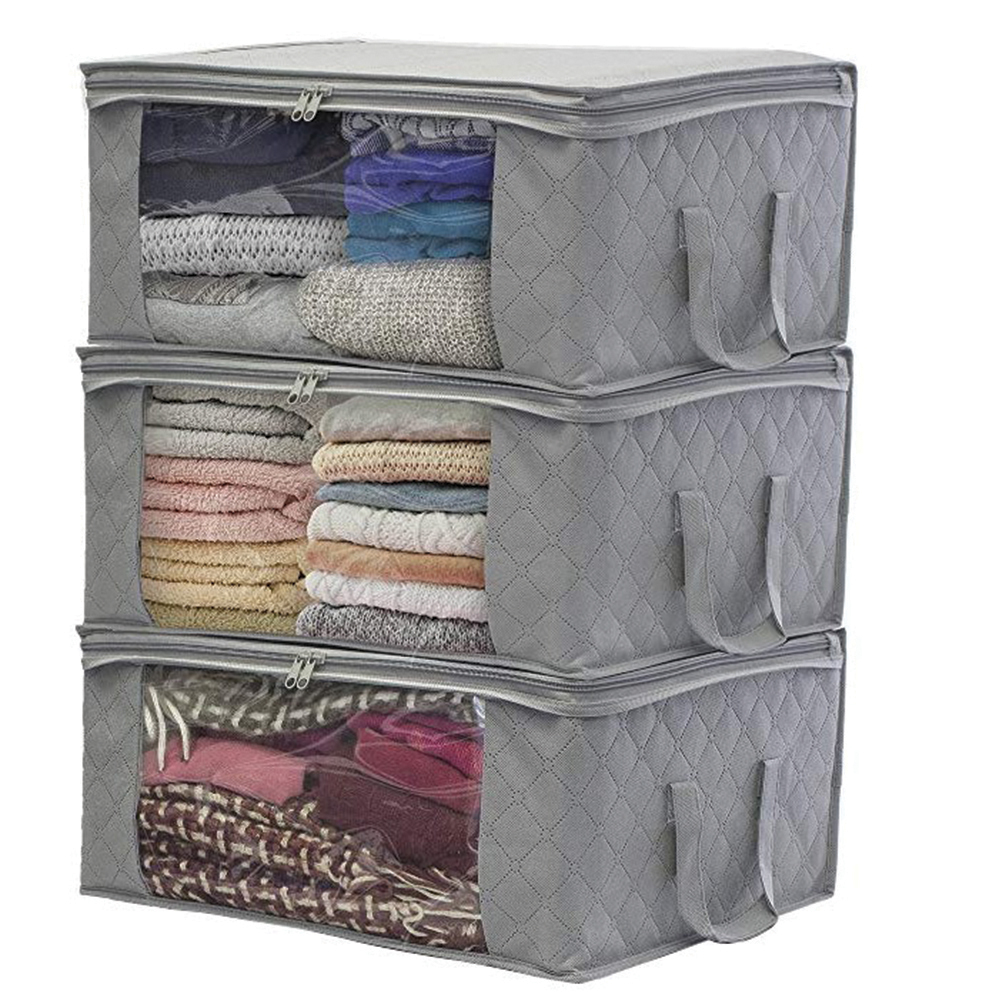1 PCS Non-woven Foldable Storage Bag Organizers Dust-proof for Clothes, Quilts,Closets gray_49*36*21cm