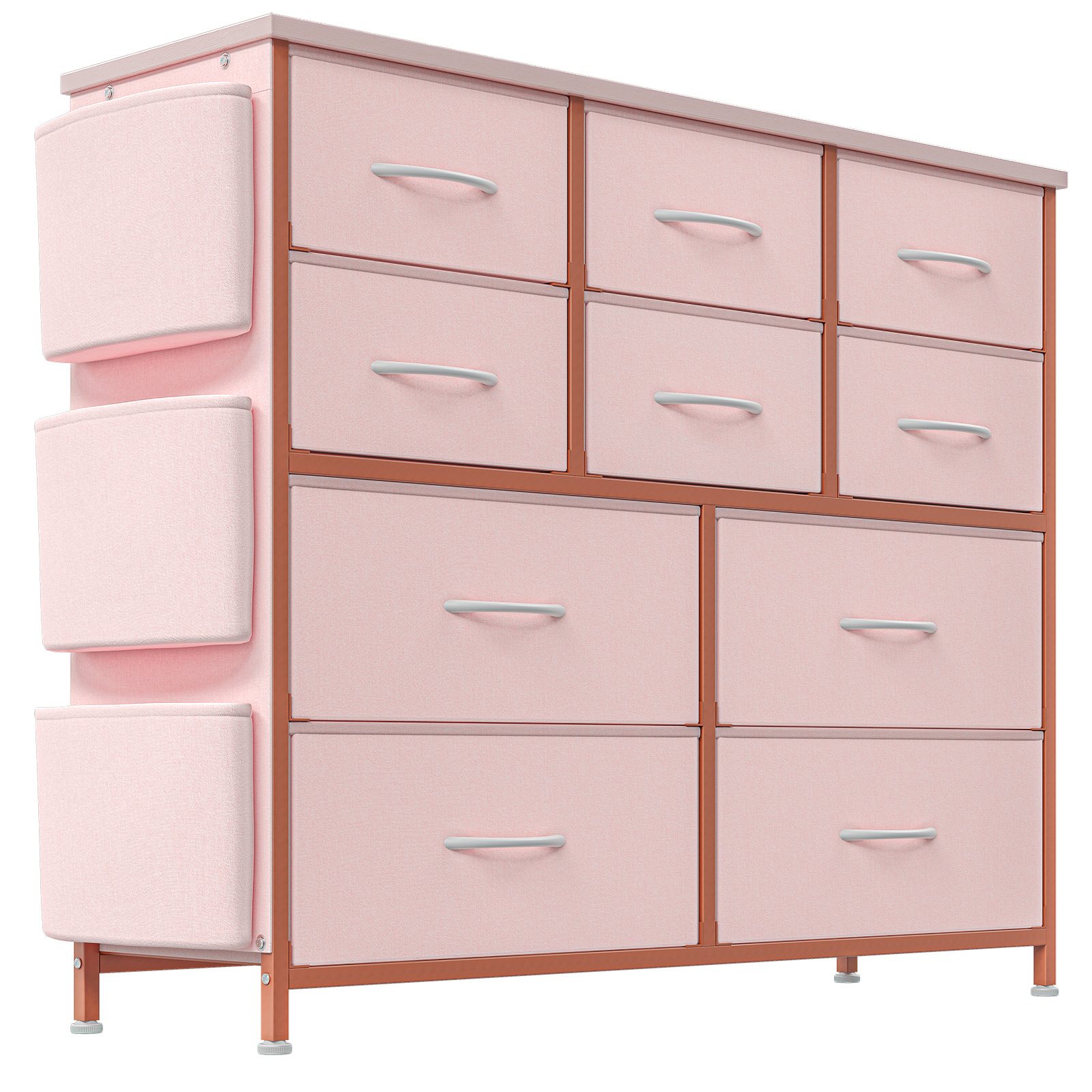 US GARVEE Dresser with 10 Drawers, Dressers & Chest of Drawers with Wood Tabletop for Bedroom Living Room Entryway - Pink