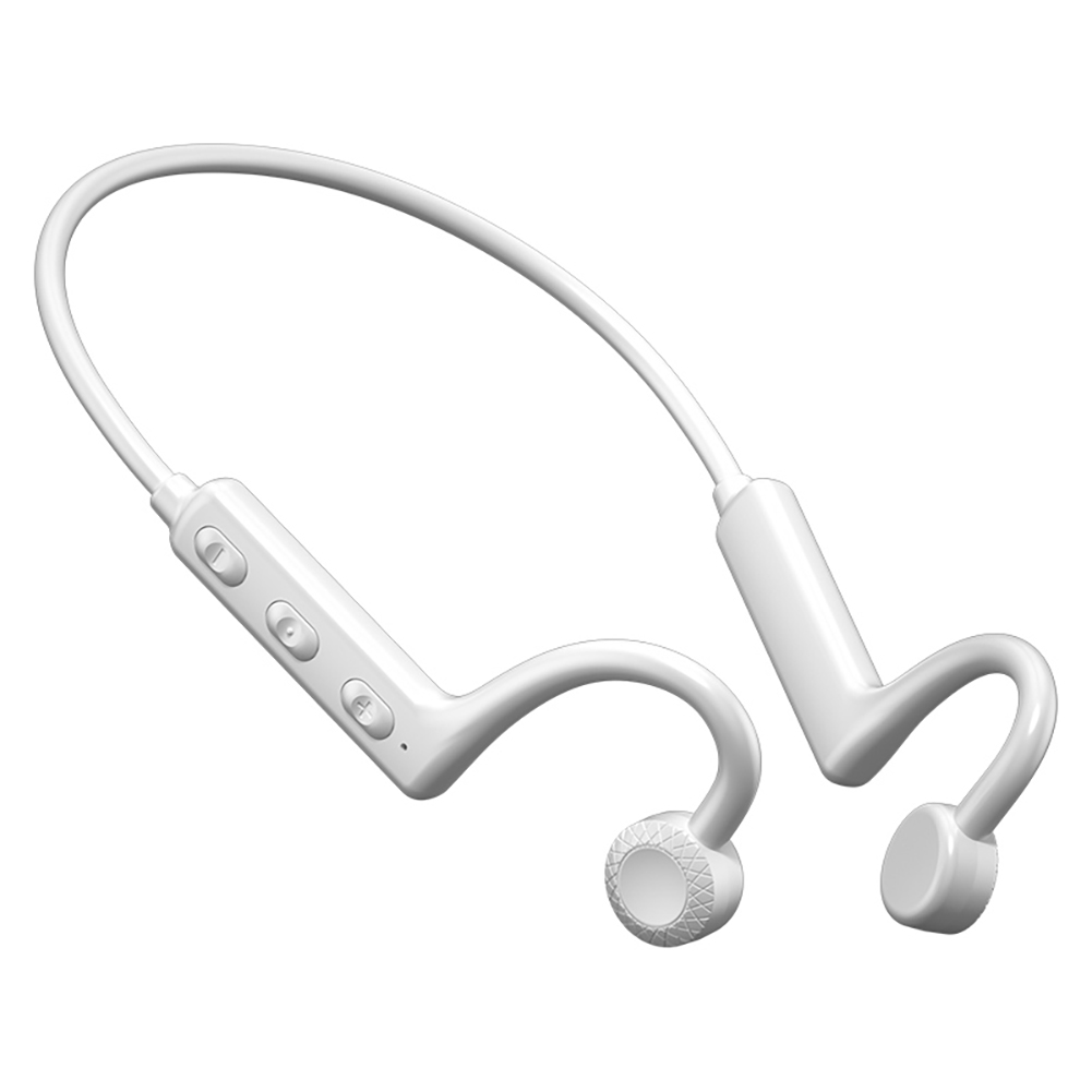 Ks-19 Bone Conduction Bluetooth-compatible Headset Hanging Neck Type Business Aids Earphones Waterproof Sports Earbuds White