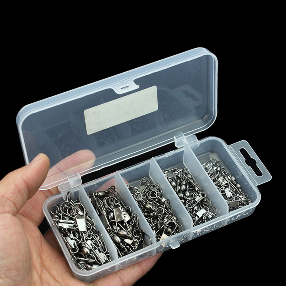100Pcs Anti-corrosion Wear Resistance Fishing Barrel Swivel Connector Rings + Reinforcing pin swivel + B type pin set_100 pieces + box