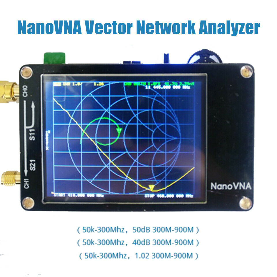 NanoVNA VNA 2.8Inches LCD HF VHF UHF UV Vector Network Analyzer 50KHz-900MHz Antenna Analyzer Built-in Battery black