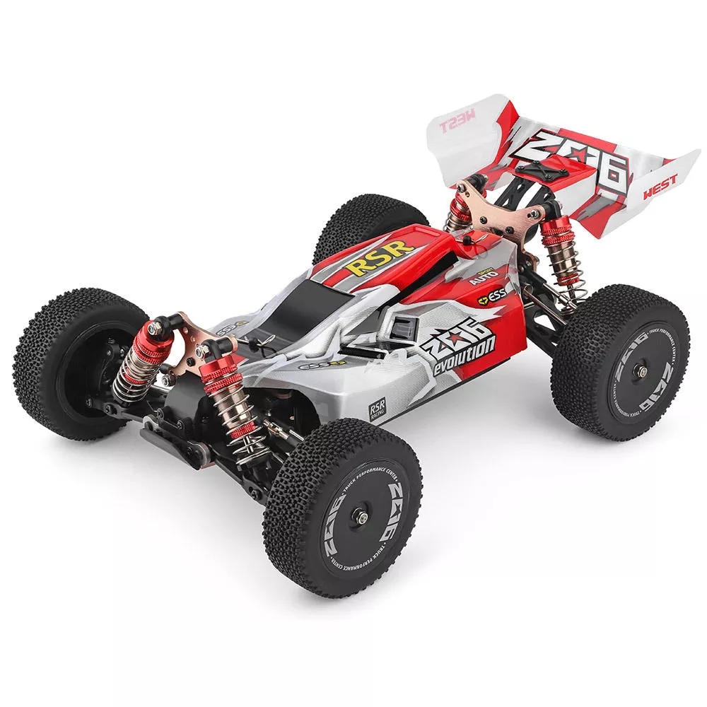 WLtoys 144001 RTR 2.4GHz RC 1/14 Scale Drift Racing Car 4WD Metal Chassis Shaft Ball Bearing Gear Hydraulic Shock Absober red with two batteries