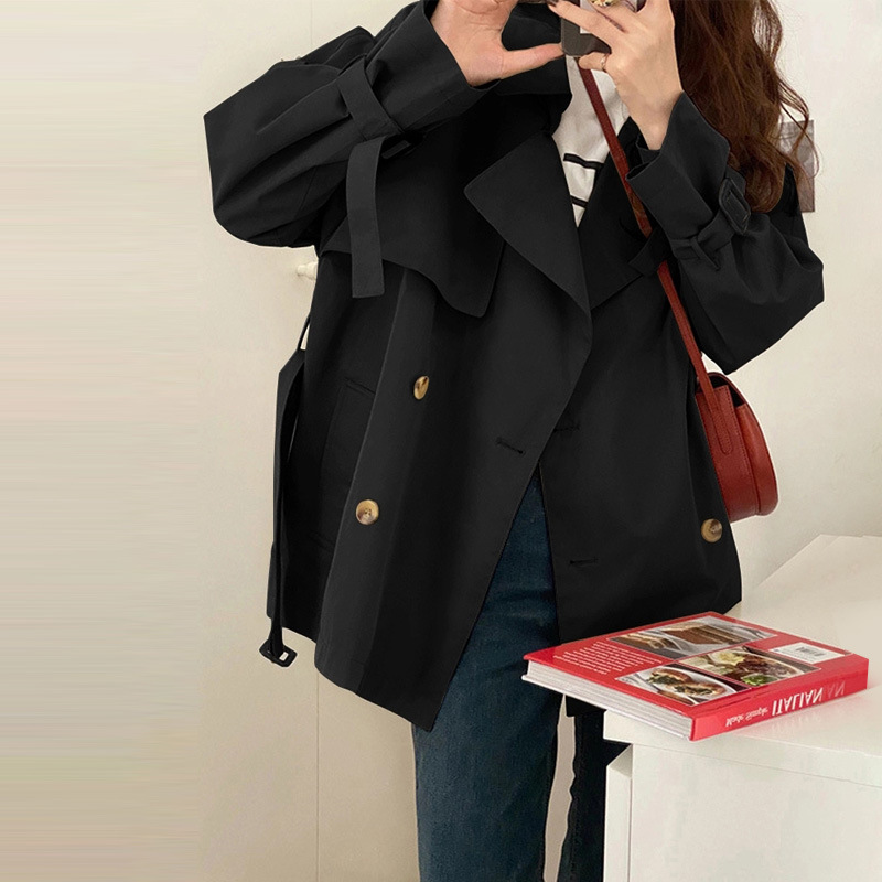 Women Jacket Double Breasted Trench Coat Windbreaker Jacket Autumn Trench Coat Stylish Loose Top