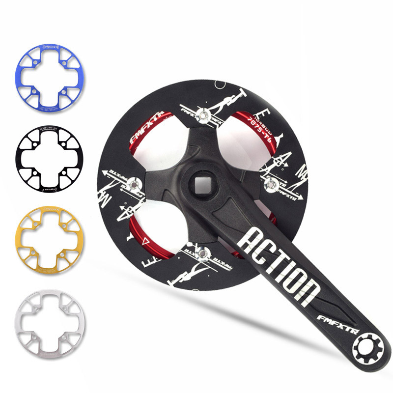 104bcd MTB Bicycle Chain Wheel Protection Cover Bicycle Protection Plate Guard Bike Crankset Full Protection Plate 40-42T red