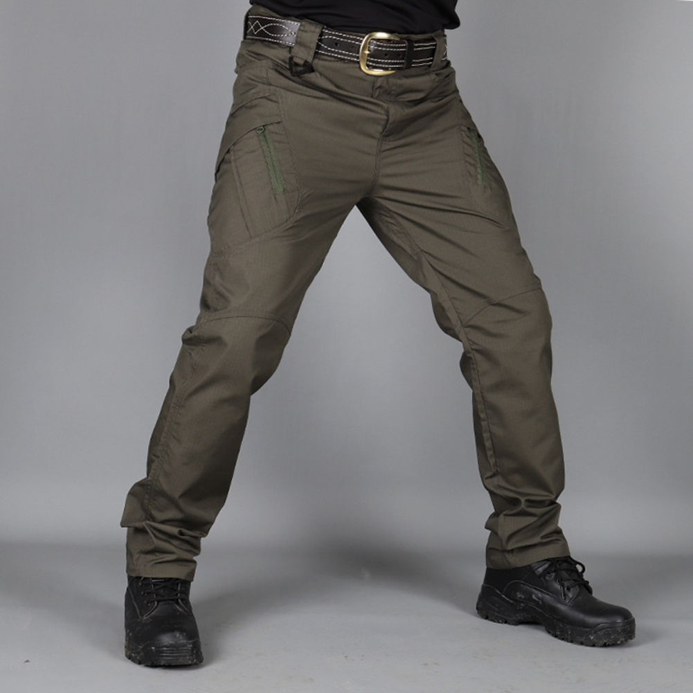 Men Tactical Pants For Solid Color Large Size Waterproof Trousers For Outdoor Training Mountaineering IX9 waterproof green XL