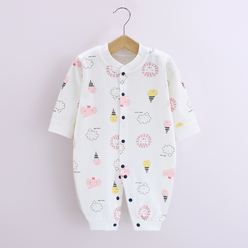 Baby Romper Infant Cotton Long Sleeves Cute Printing Breathable Jumpsuit For 0-1 Years Old Boys Girls pink animals 3-6M 66cm