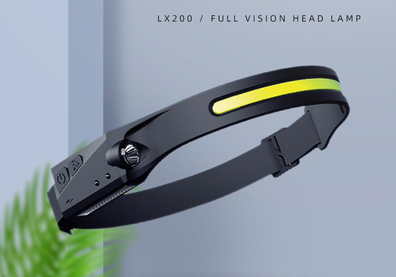 Silicone Headlight Usb Charging Night Running Headlight Outdoor Sensor Headlight Car Inspection Light Black