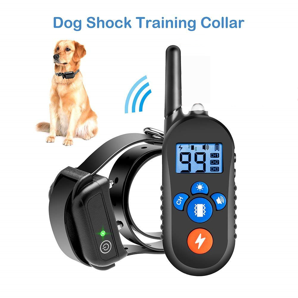 Black Waterproof Electric Shock Vibration Warning Pet Necklace with 800M RC Distance A drag_British regulatory