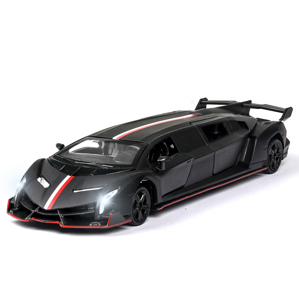 1:32 Light Sound Simulation Car Model Extended Version Doors Open Alloy Pull Back Auto Toy Gift Collection black