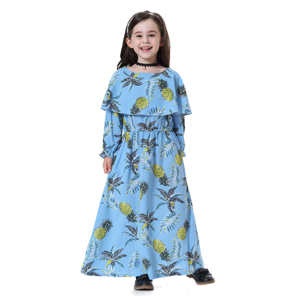 Wholesale Stylish Muslim Girl Long Sleeve Dress Cute Party Wedding