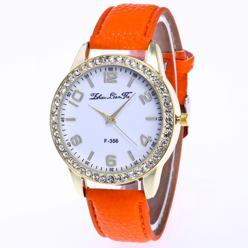Fashionable Rhinestone Watch with Lichee Pattern Watchband Stylish Wrist Watch Ornament Gift