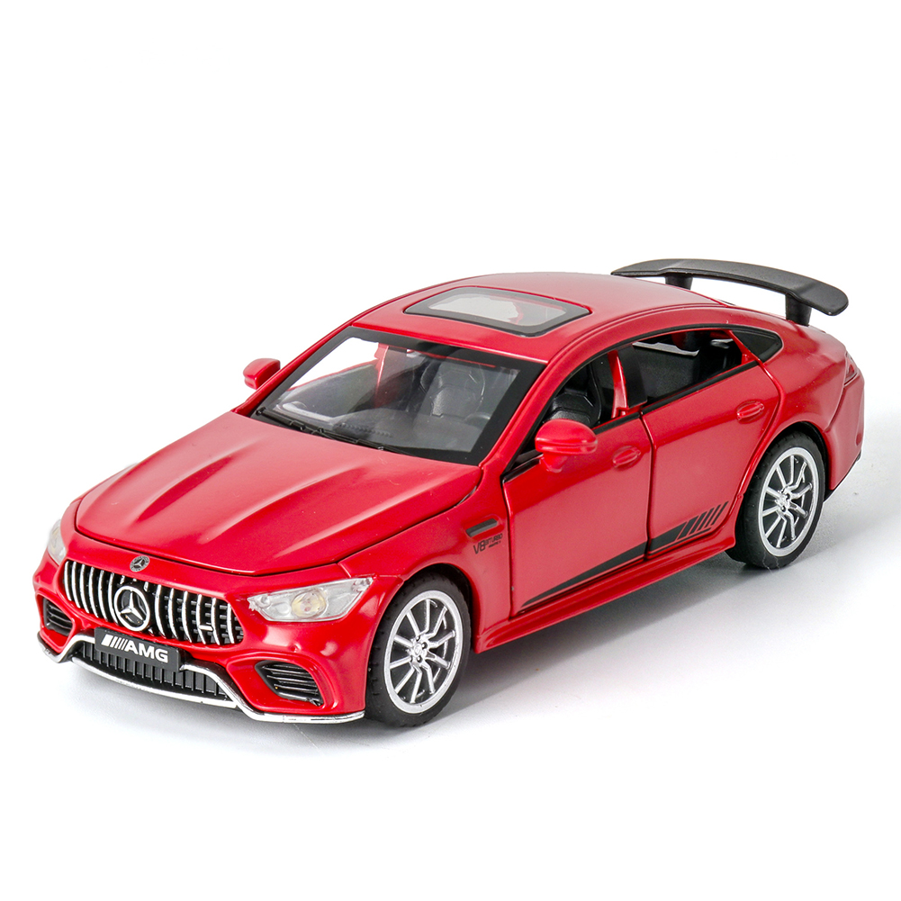 1:32 Simulation Racing Car Model Light Sound Effect Doors Open Alloy Pull Back Auto Toy Gift Collection red