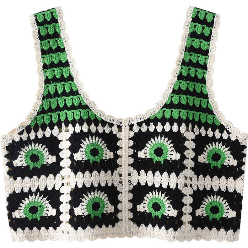 Summer Tank Top For Women Funny Retro Printing Slim Fit Sleeveless Tops Round Neck Casual Elegant Vest green One size fits all