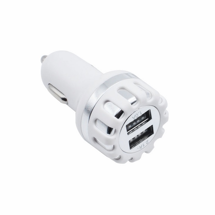 Dual Usb Car Charger Dc 5v/ 2.1a Fast Charging Adapter Universal Dual Usb Car-charger Adapter White