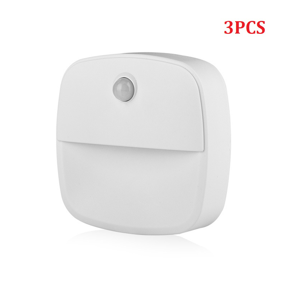 Led Smart Night Light Wall Lamp Energy Saving Pir Motion Sensor Kitchen Cabinet Light Bedroom Bedside Lamp warm side glow 3pcs