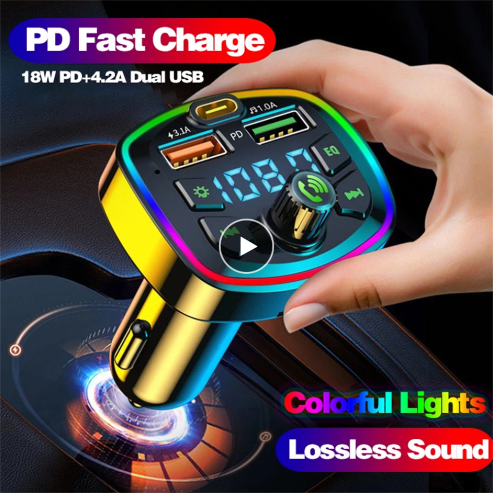 Car Bluetooth FM Transmitter Led Backlight Mp3 Player Hands Free Kit