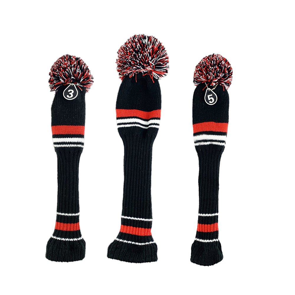 Wholesale Golf Ball Knitted Cover Head Cover Wooden Pole Wool Golf Cover black From China