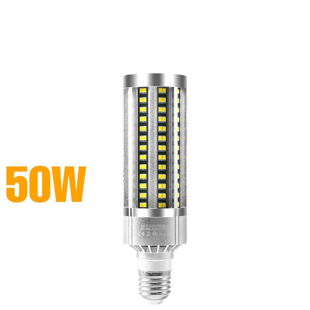 Metal 50w Commercial Grade Corn  Light Led Bulb Fanless E27 To E39 Large 5000k Fluorescent Light 5435 Lumens For Garage Warehouse Parking Lot E27-6000K(Cool White)-50W