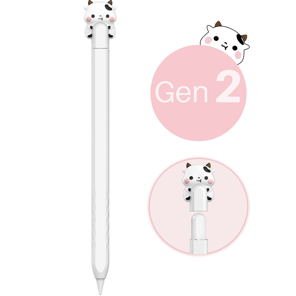 Portable Soft Silicone Cartoon Pencil Case Capacitive Pen Protective Sleeve Compatible For Ipencil Second Generation Pen White