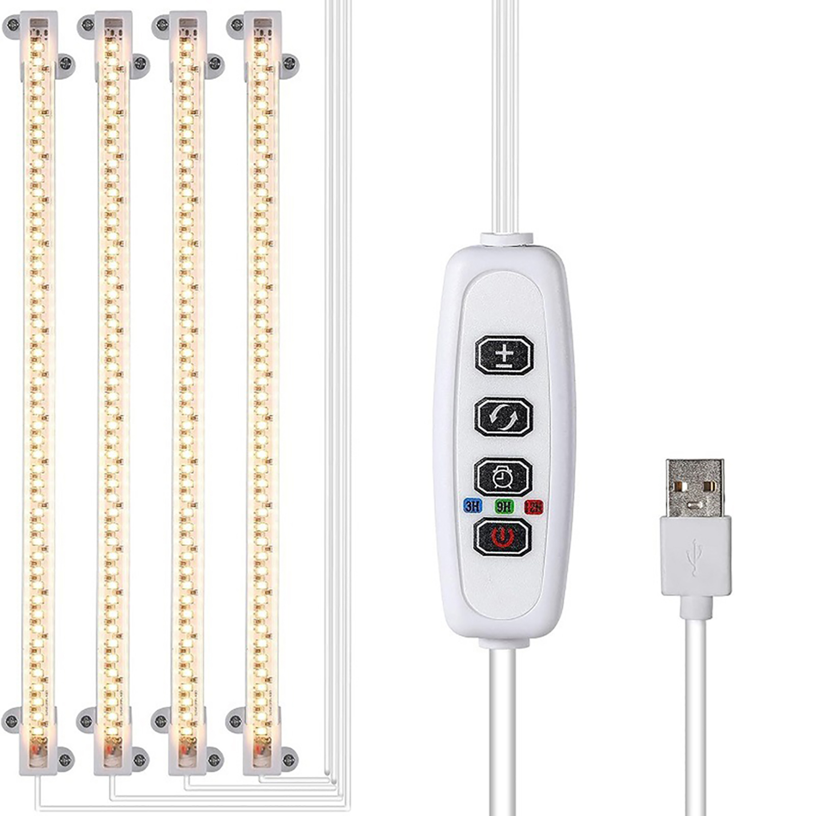 LED Plant Grow Light Strips Full Spectrum USB Auto ON/Off Timer 9 Dimmable Levels Sunlike Grow Lamp For Indoor Plants Strip 2 heads