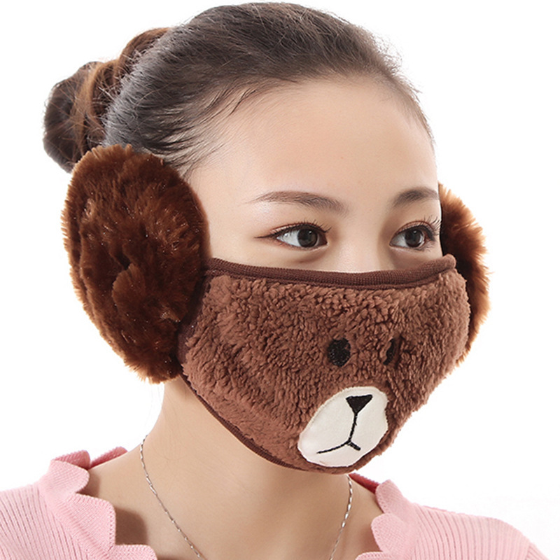 2 in 1 Unisex Winter Ear Warmers Mask Adjustable Plush Lovely Funny Ear