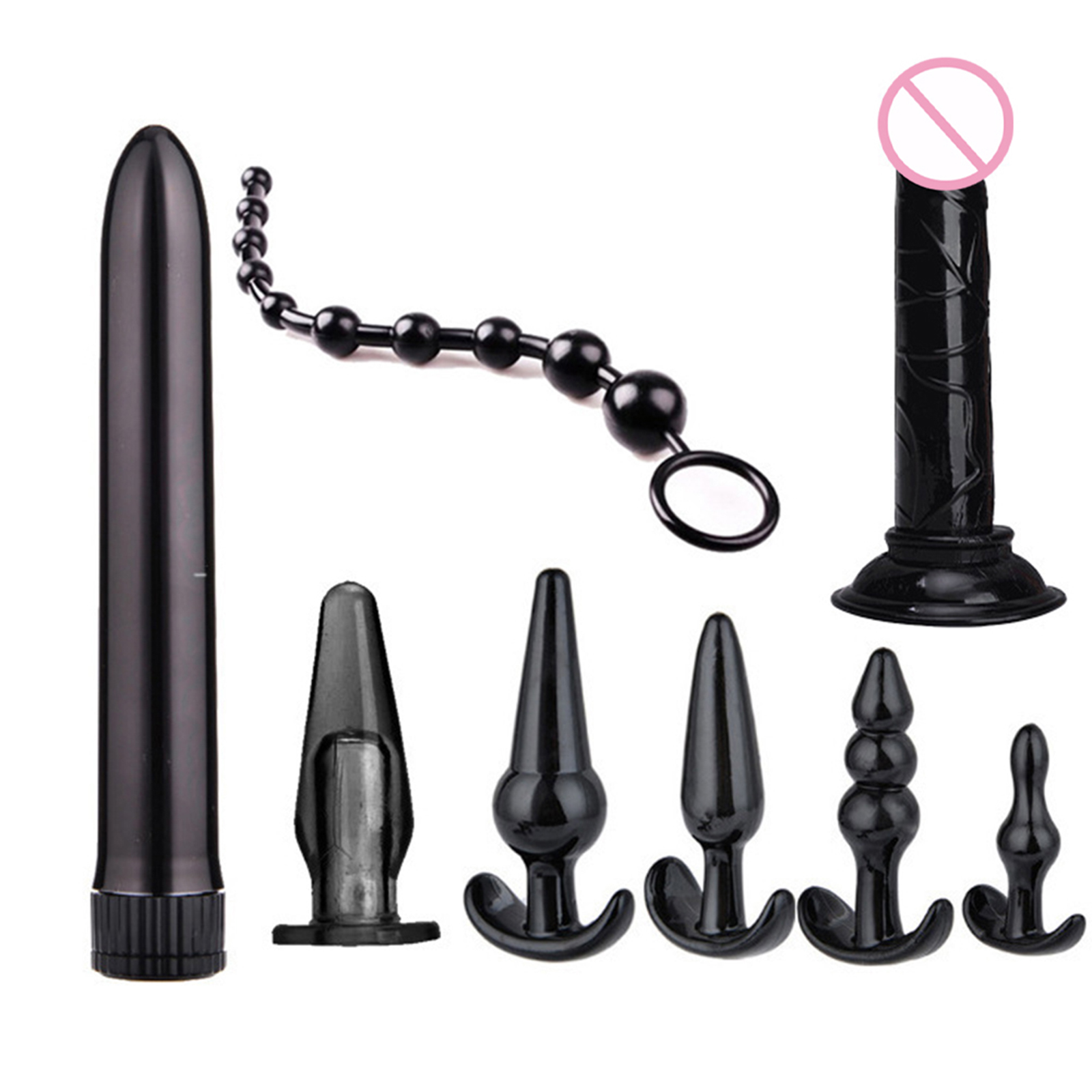 7pcs/8pcs Soft Silicone Butt Plug Dildo Masturbation Anal Plug Vaginal Plug Set For Women Men Anal Trainer Couples Small dildo set of 8 black