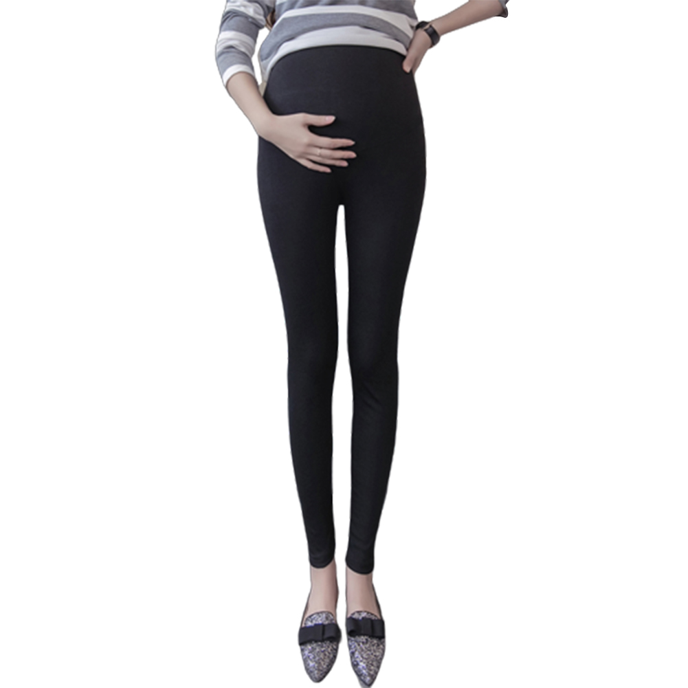 Basic Solid Color Abdomen Support Leggings Trousers for Pregnant Woman  black_2XL