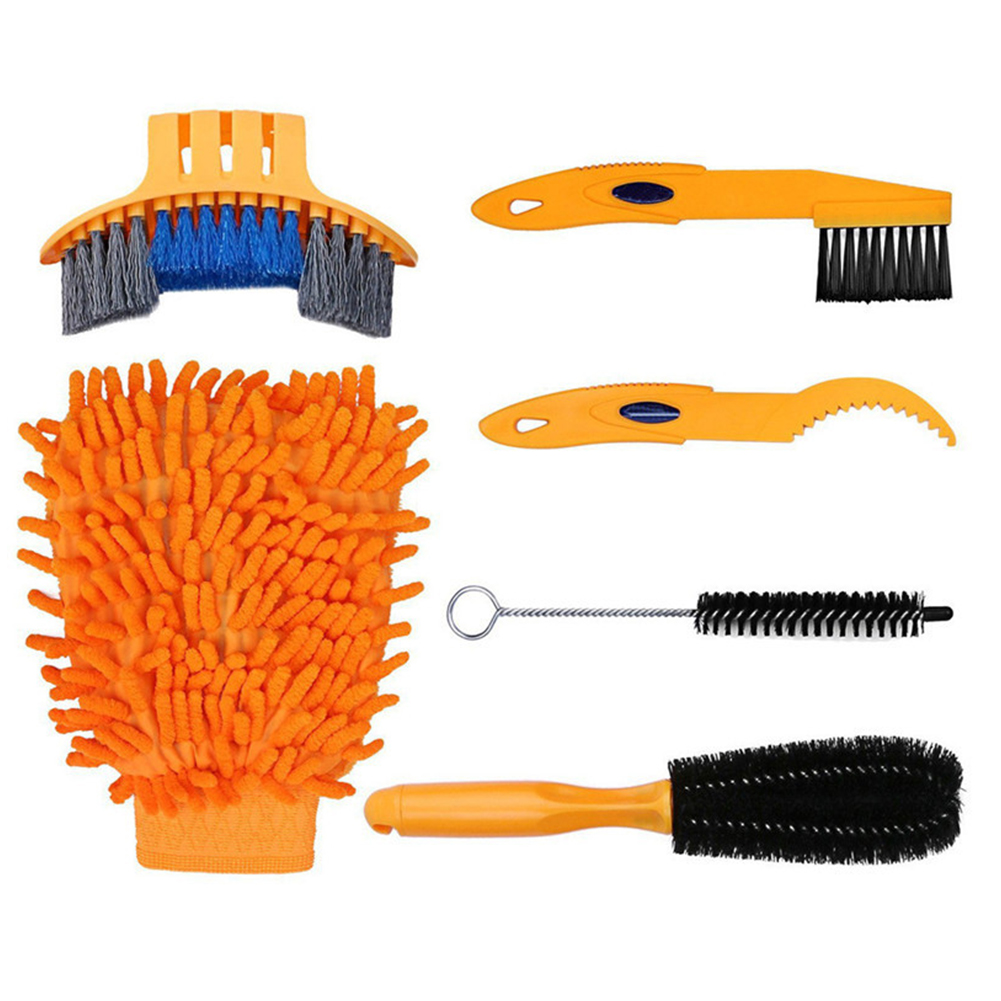 Bicycle Chain Washer Set Mountain Bike Accessory Bike Too Cleaning Brush 6-piece set_One size