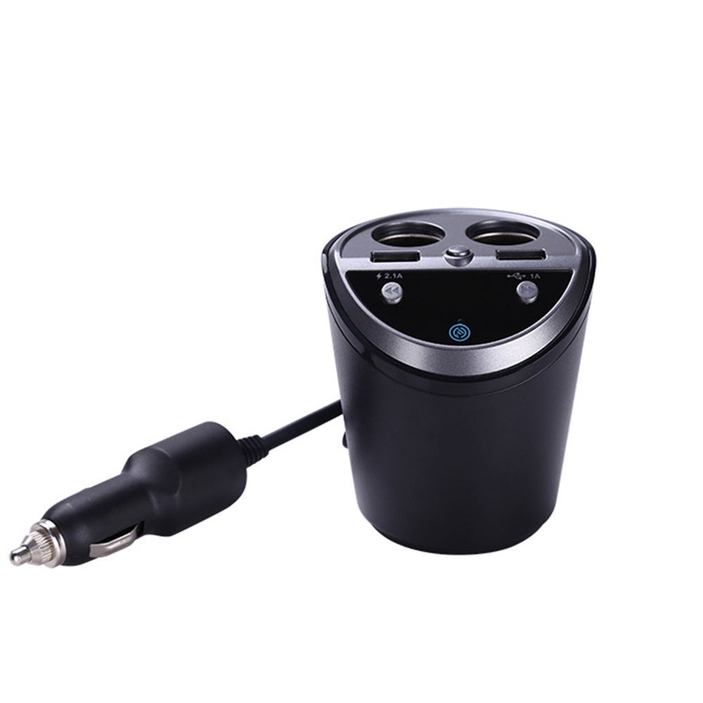 Cup Shaped Dual USB Car Charger Bluetooth Hands-free Phone Car Bluetooth MP3 Player black
