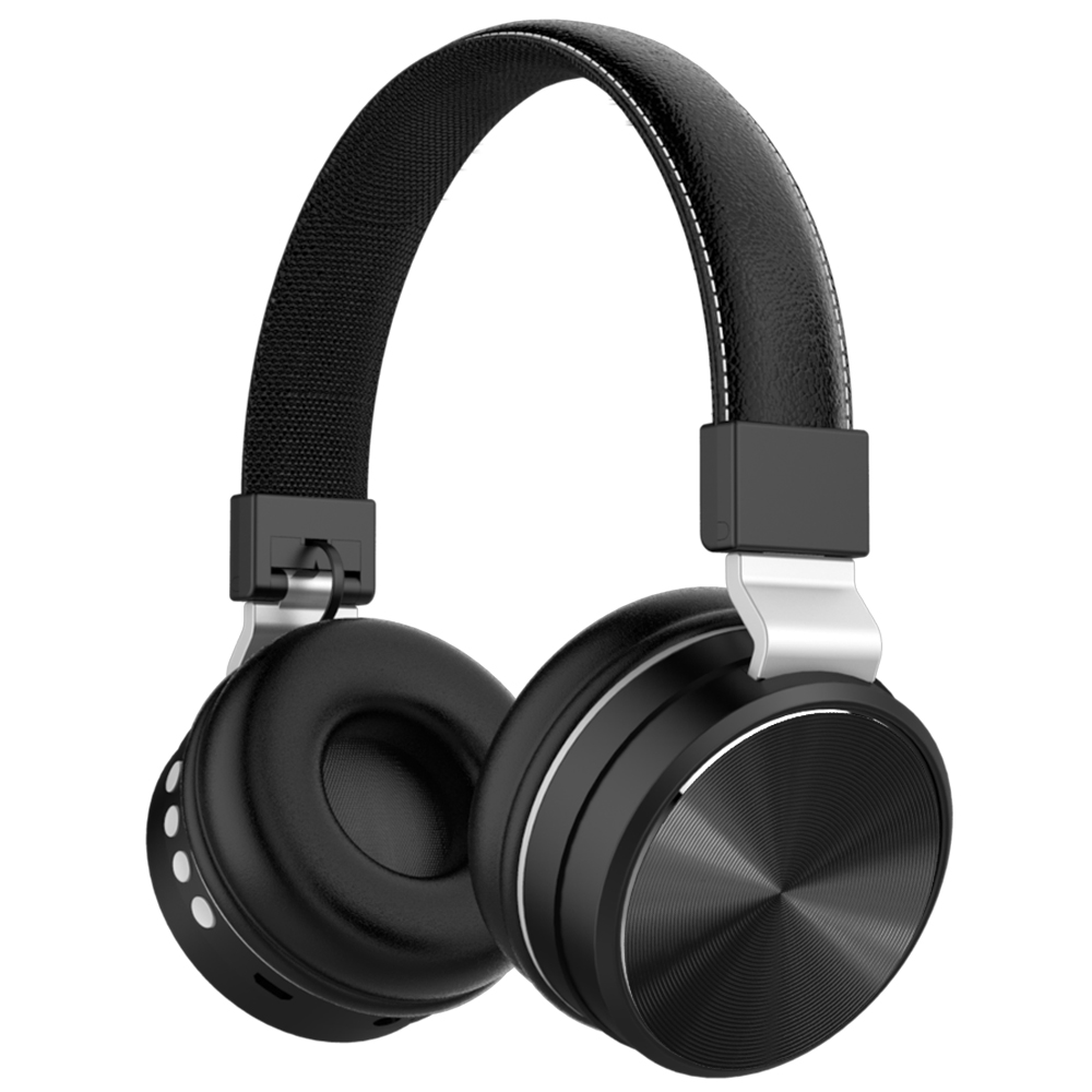 Wireless Headphones Bluetooth Over Ear FM Bass Sports Music Headset black
