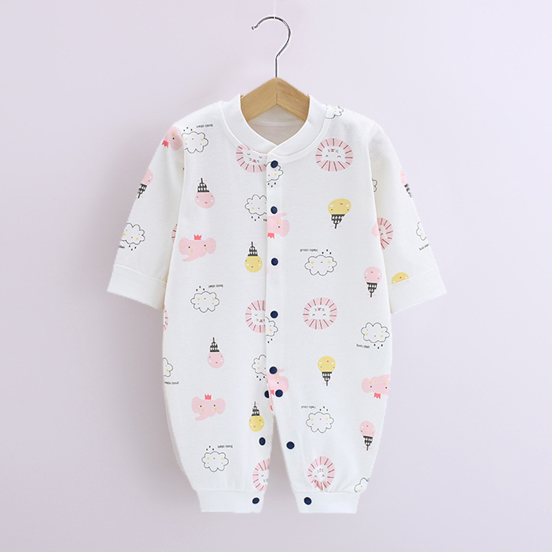 Baby Romper Infant Cotton Long Sleeves Cute Printing Breathable Jumpsuit For 0-1 Years Old Boys Girls pink animals 9-12M 80cm